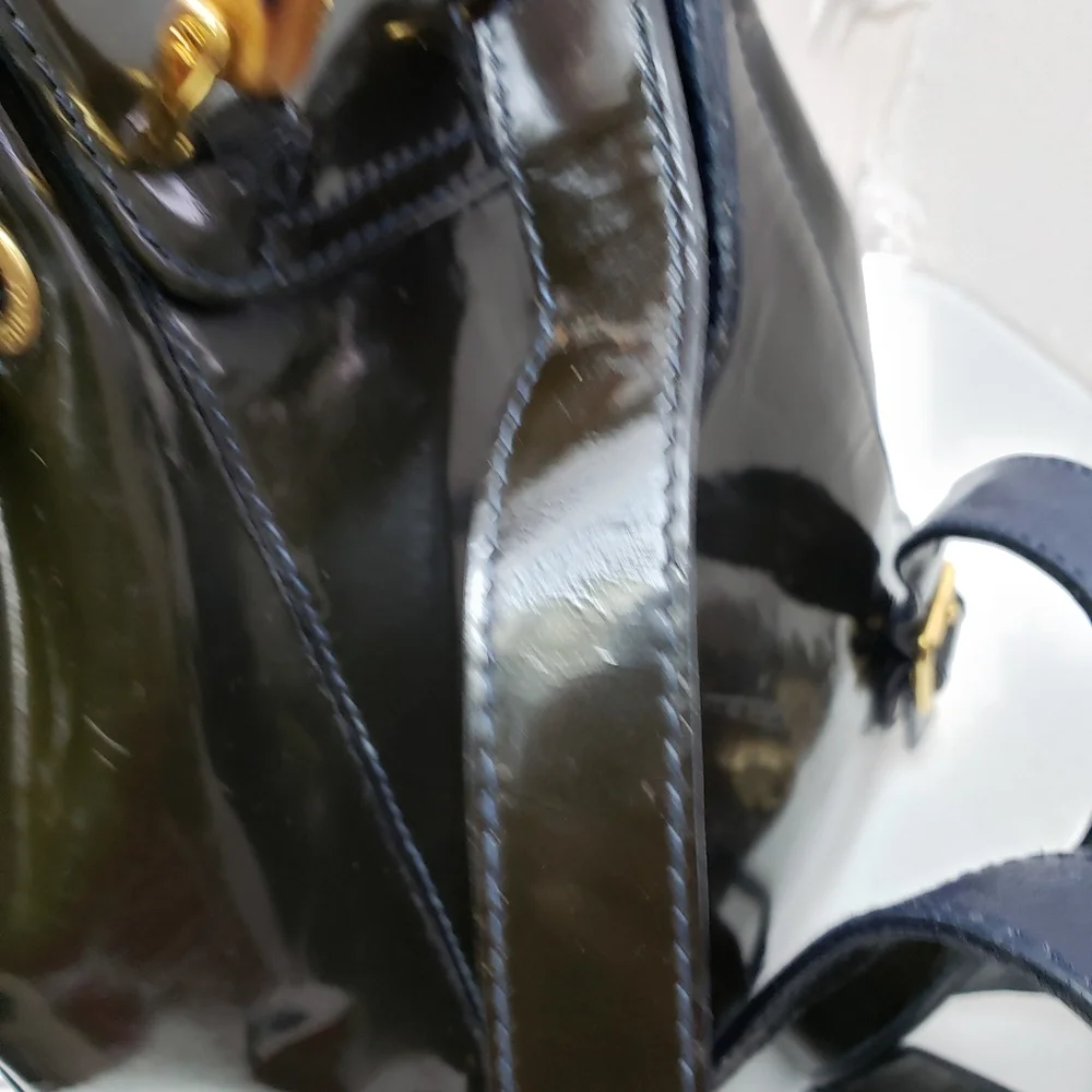 Authentic GUCCI Bamboo Backpack Enamel Black - Picture 11 of 14
